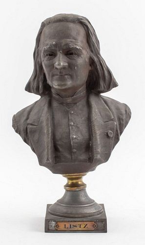 BRONZED CERAMIC BUST OF MUSICIAN