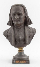 BRONZED CERAMIC BUST OF MUSICI