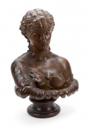 BRONZED PLASTER BUST OF CLYTIE