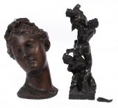 BRONZED PLASTER BUST OF DIANAB