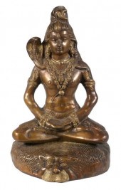 BRONZED SEATED SHIVA20th C. br