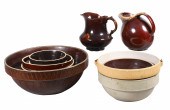 Brown and cream pottery mixing