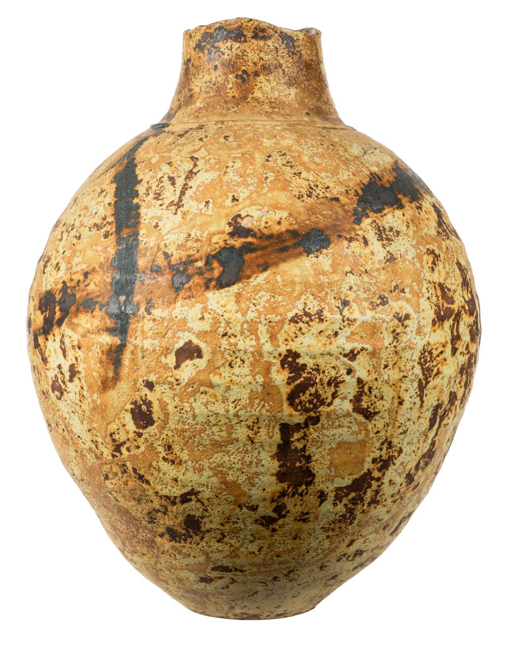 BROWN ART POTTERY VASEsigned