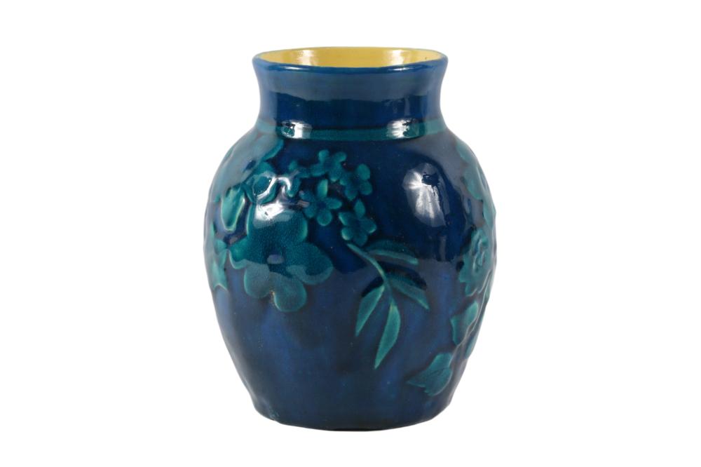 BROWN COUNTY POTTERY VASE, 7” T X