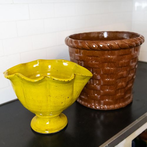 BROWN GLAZED EARTHENWARE FAUX