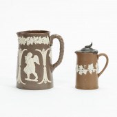 BROWN JASPERWARE; SYRUP PITCHE