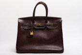 BROWN LEATHER 35CM HANDBAG Bro