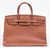 BROWN LEATHER 40CM HANDBAG Bro