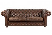 BROWN LEATHER CHESTERFIELD SOF