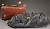 BROWN LEATHER OVERNIGHT SUITCA
