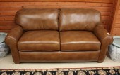 BROWN LEATHER SLEEPER SOFA, MA