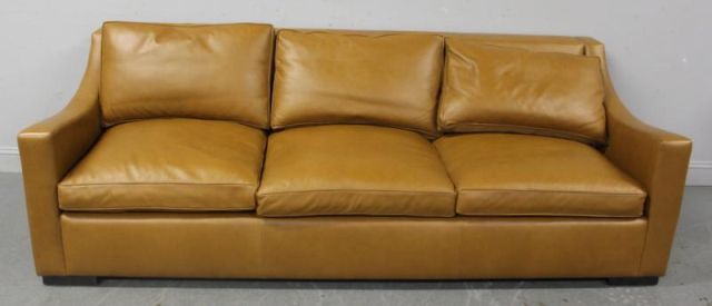 Brown Leather Upholstered Sofa /