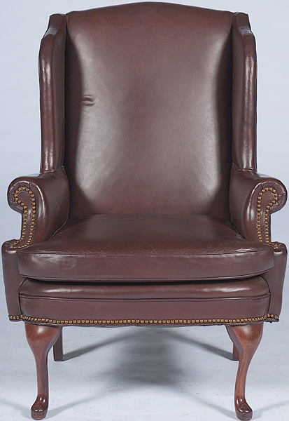 Brown Leather Wing Chair 20th