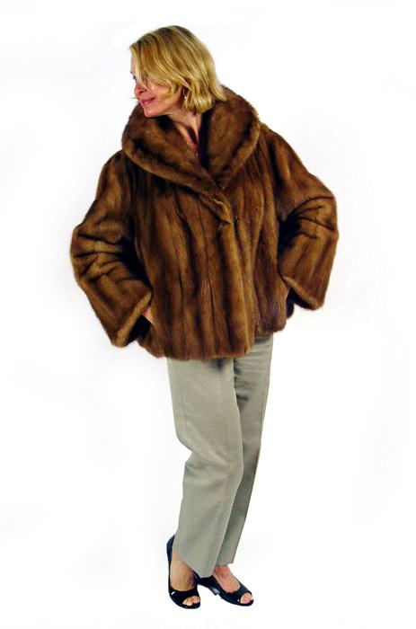 BROWN MINK JACKET: Full collar,