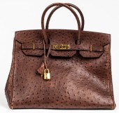 BROWN OSTRICH-PRINT LEATHER 35