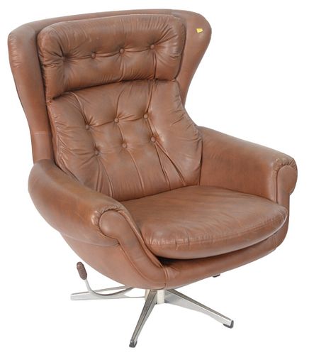 BROWN OVERMAN LOUNGE CHAIR, MADE IN