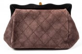 BROWN QUILTED SUEDE AND WOOD C