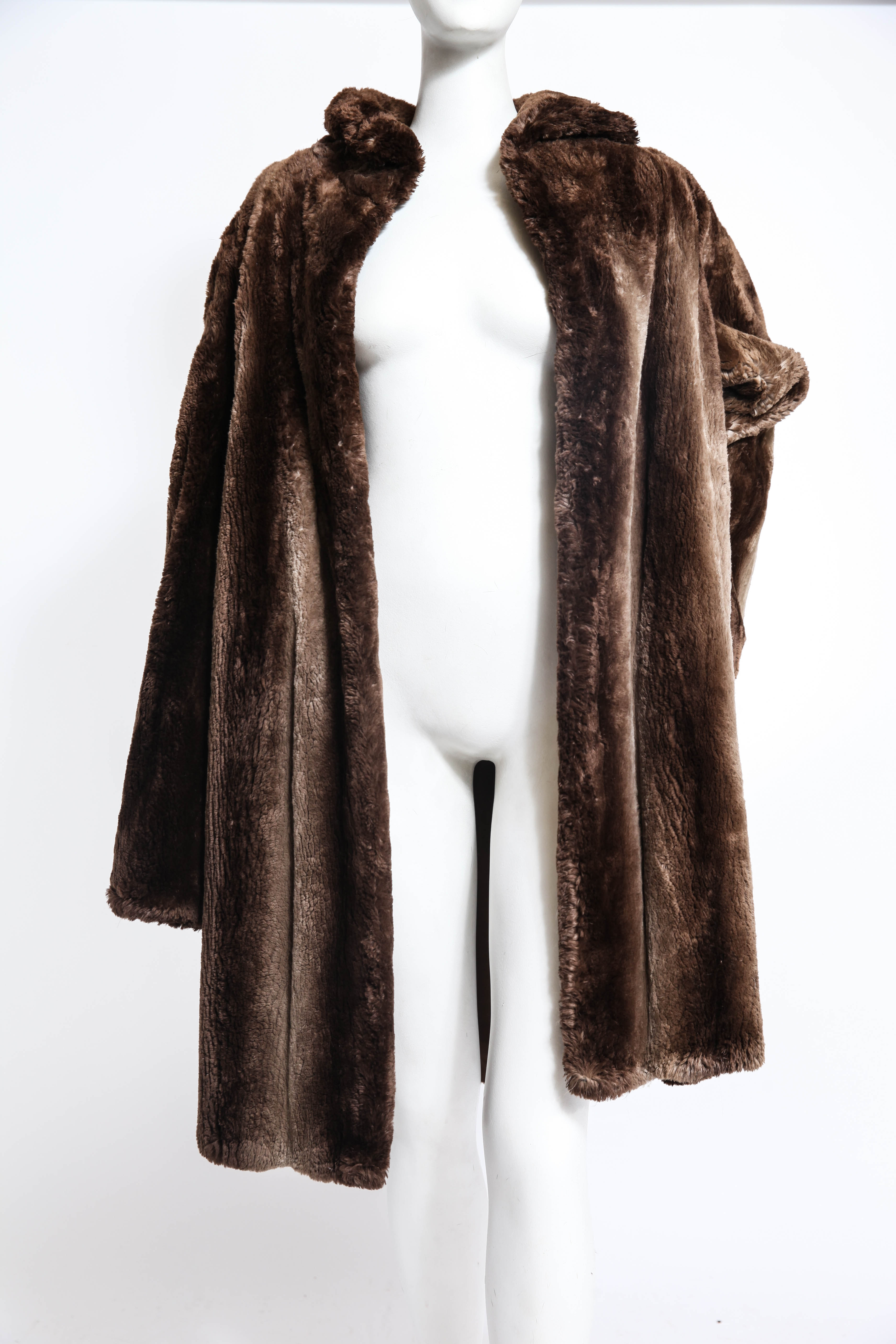 BROWN SHEARED BEAVER FUR COAT Brown
