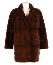 BROWN SHEARED FUR JACKETwith l