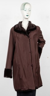 BROWN SHEARED MINK FUR LINED R