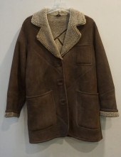 BROWN SHEARLING COAT, SIZE 42B