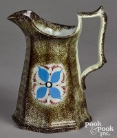 BROWN SPATTERWARE FLORAL MILK
