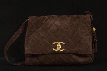 Brown suede Chanel messenger bag