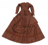 BROWN TAFFETA DRESS, MID-19TH