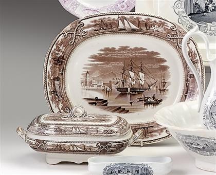 Brown transferware covered
