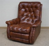 BROWN VINYL UPHOLSTERED RECLIN