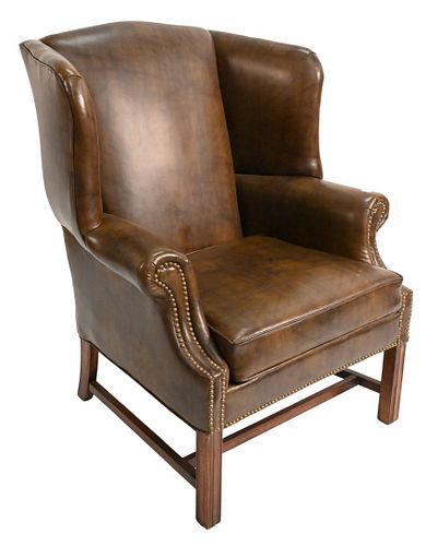 BROWN VINYL WING CHAIRBrown Vinyl
