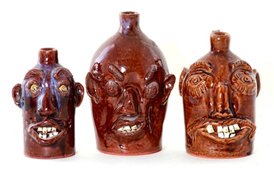 Brown's Pottery stoneware face jugs