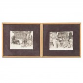 BRUCE PECK. TWO ETCHINGS (Amer