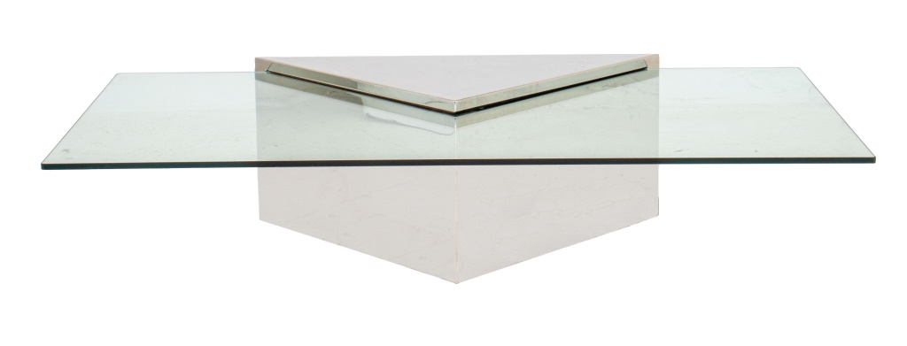 BRUETON MODERN CHROME & GLASS LOW