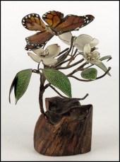 BRUMM ENAMEL AND WOOD SCULPTUR