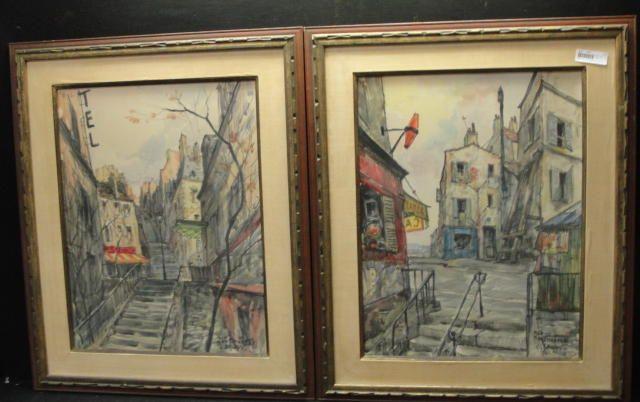 BRUNI, C. 2 Framed Watercolors of