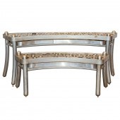 BRUSHED ALUMINUM PLANT TABLES