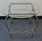 BRUSHED STEEL AND GLASS TOP SI