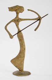 BRUTALIST GILT BRONZE ARTEMIS