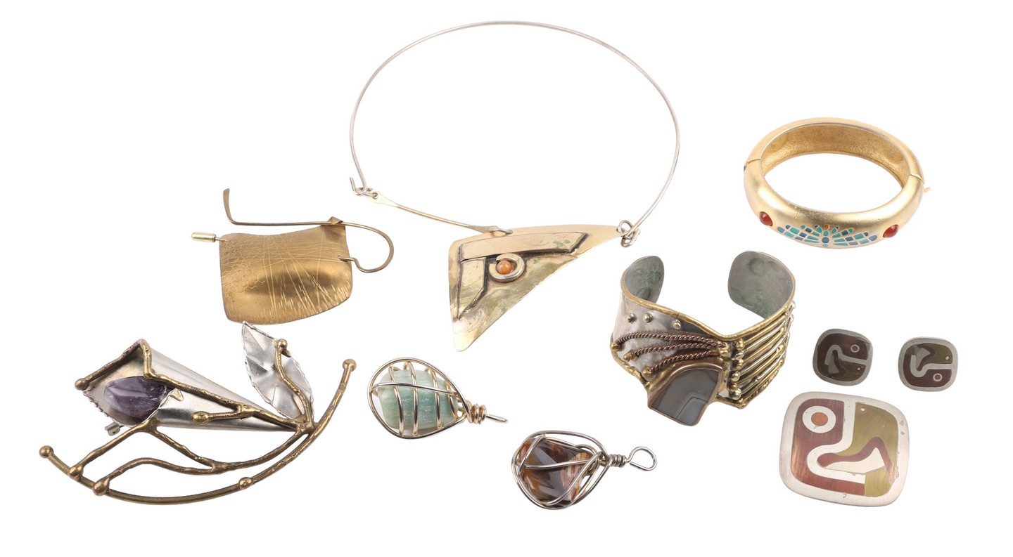 Brutalist jewelry grouping to