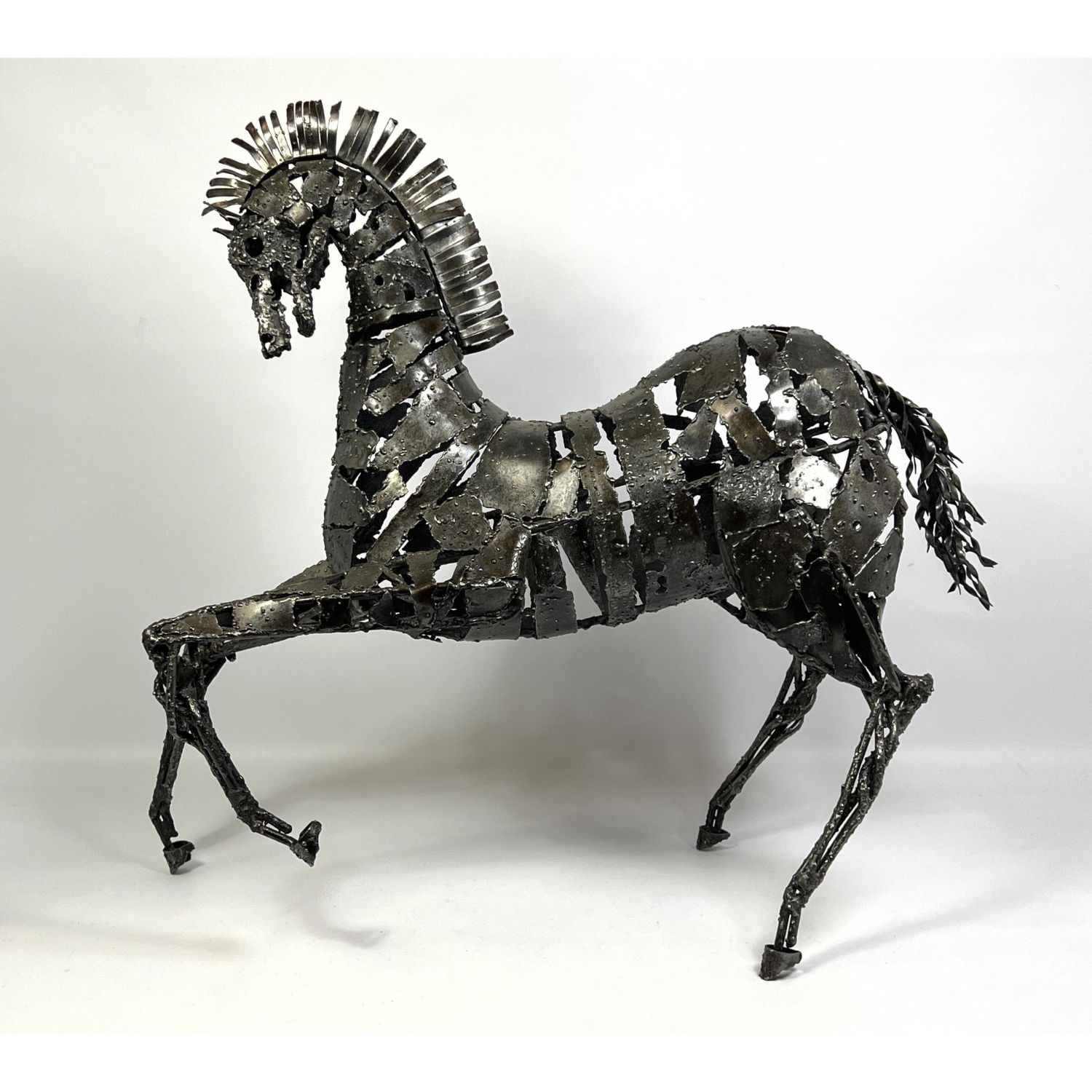 Brutalist Metal sculpture of Horse.