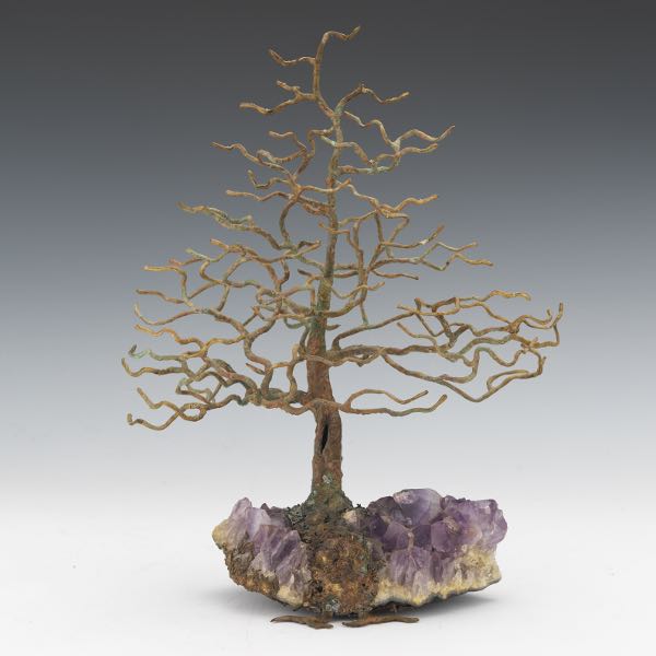 BRUTALIST METAL TREE ON AMETHYST