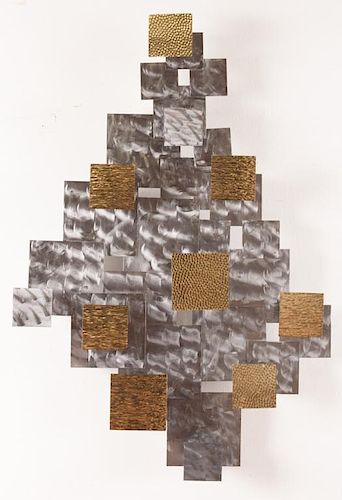 BRUTALIST MODERN BRASS & STEEL WALL
