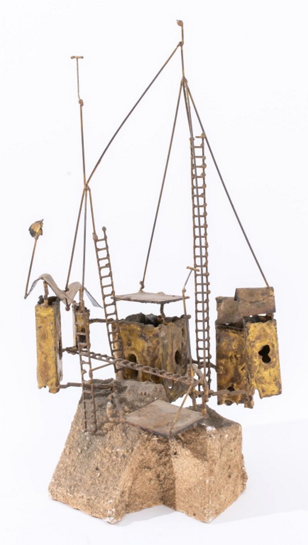 BRUTALIST PATINATED BRASS & CAST