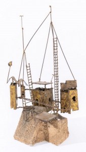 BRUTALIST PATINATED BRASS & CA