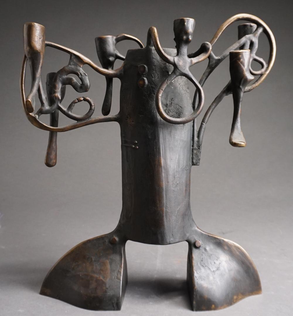 BRUTALIST STYLE BRONZE SIX-LIGHT
