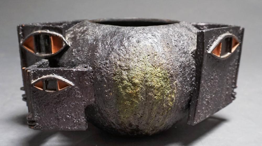 BRUTALIST STYLE CERAMIC VASE, H:
