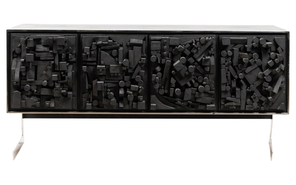 BRUTALIST-STYLE EBONIZED WOOD AND