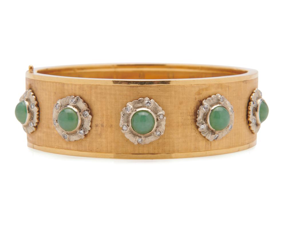 BUCCELLATI 18K GOLD, CHRYSOPRASE,