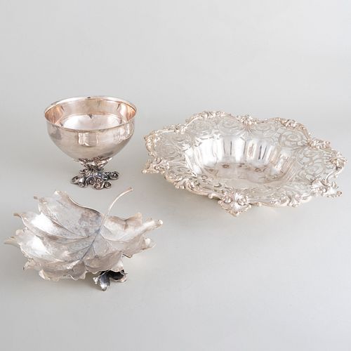 BUCCELLATI SILVER LEAF DISH AND TWO